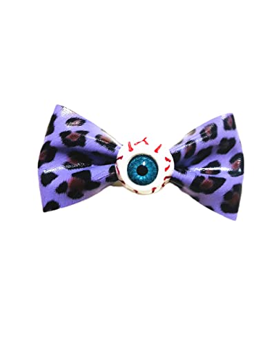 Leopard Eyeball Hair Clips - Halloween Hair Accessories for Women & Girls (Purple Bow) - Perfect for Costume Parties, Cosplay & Spooky Events
