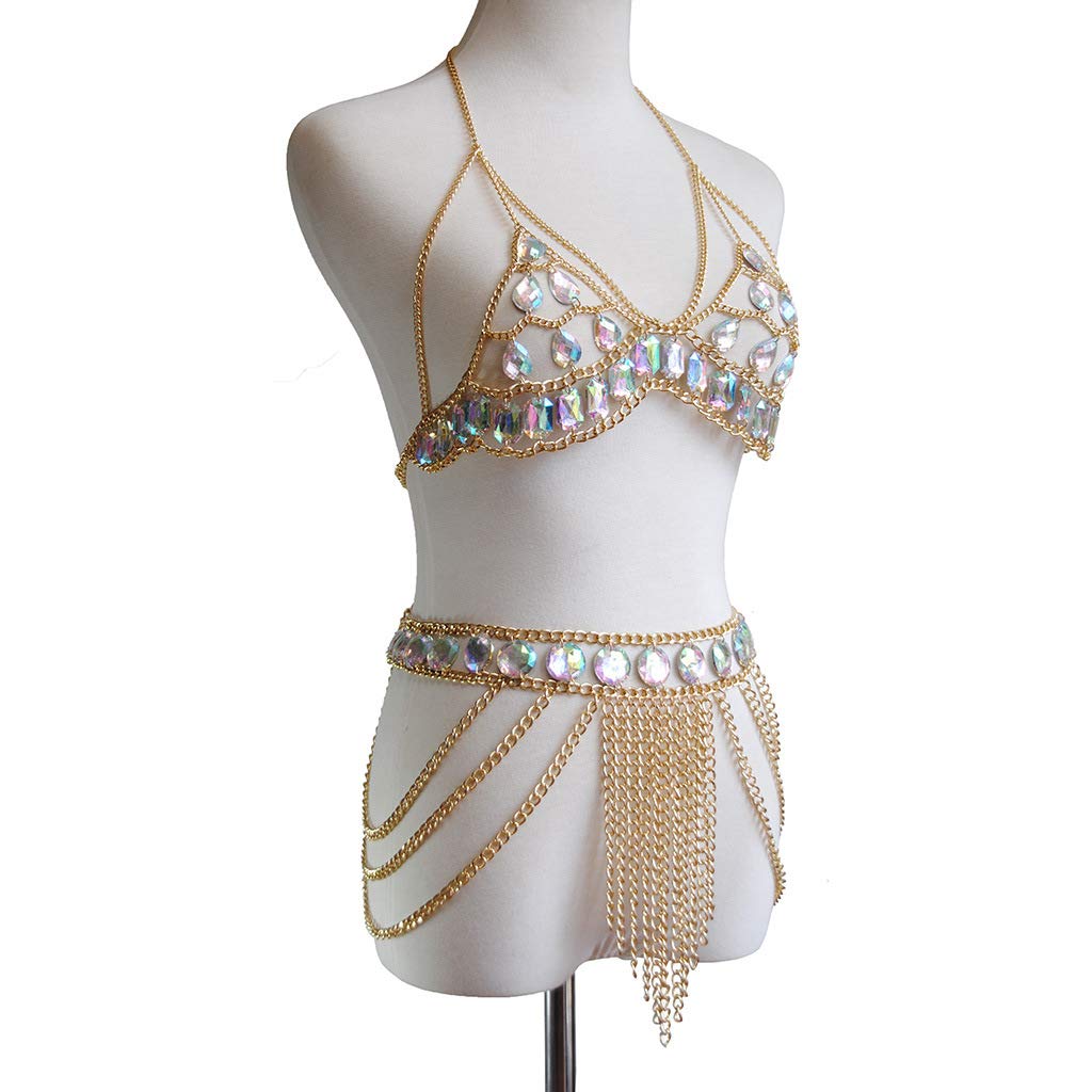 Connie Cloris Women's Sexy Body Chain Jewelry - Elegant Rhinestone Waist Chain for Clubwear, Bikini, Festival & Night Out