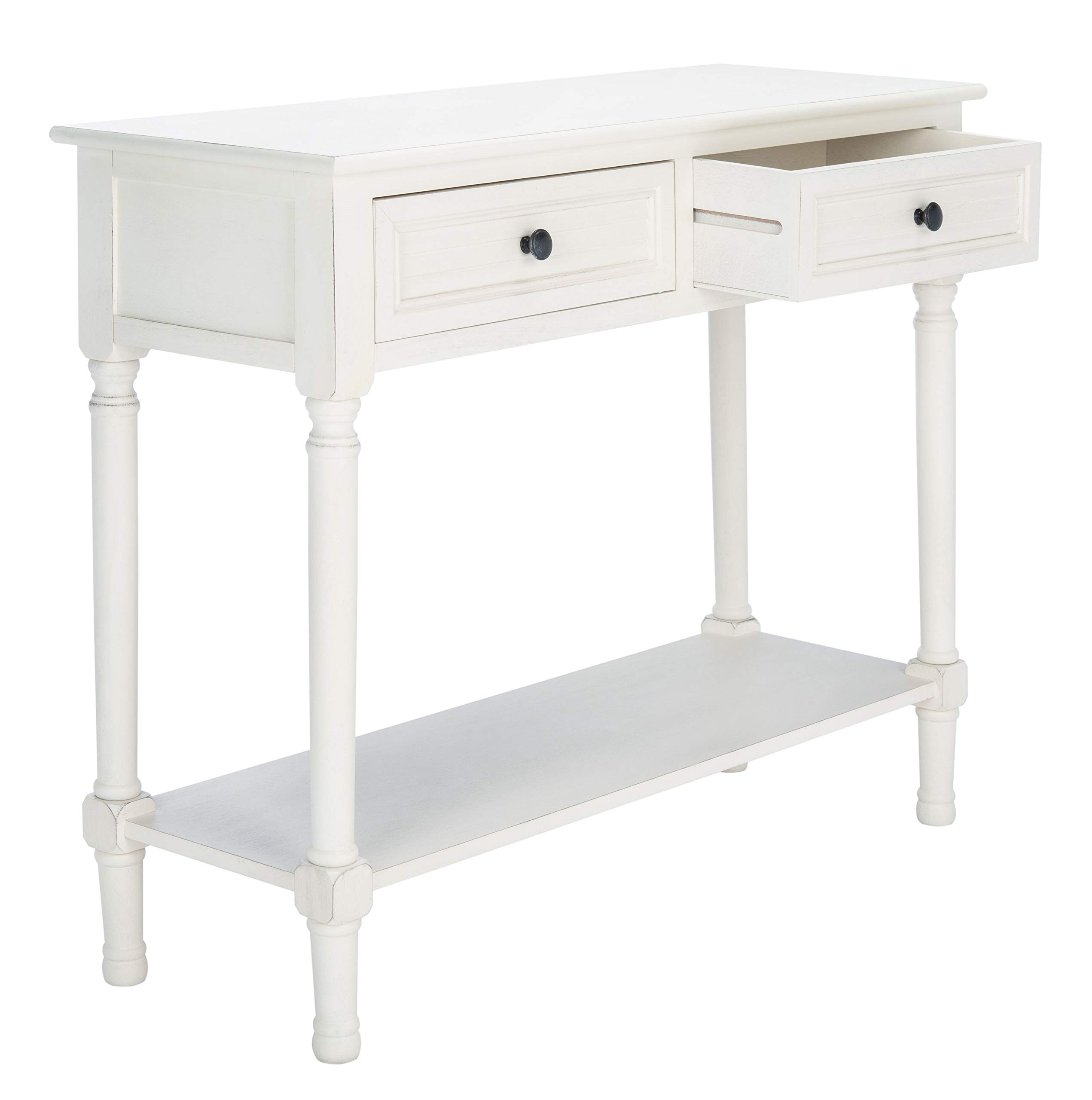 Distressed White 2-Drawer Console Table with Bottom Shelf - Safavieh Home Collection Tate | Perfect for Entryway, Living Room & Hallway Decor
