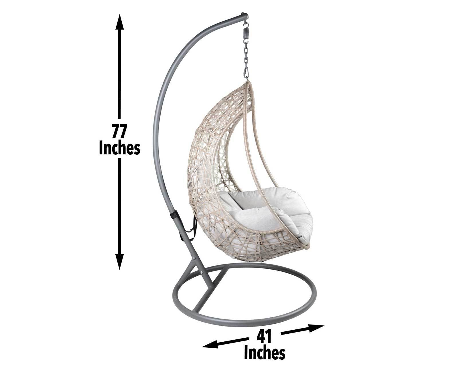 Cayden Wicker Basket Chair - Black Rattan Hanging Egg Chair for Indoor/Outdoor Patio, Porch, Garden & Balcony Relaxation