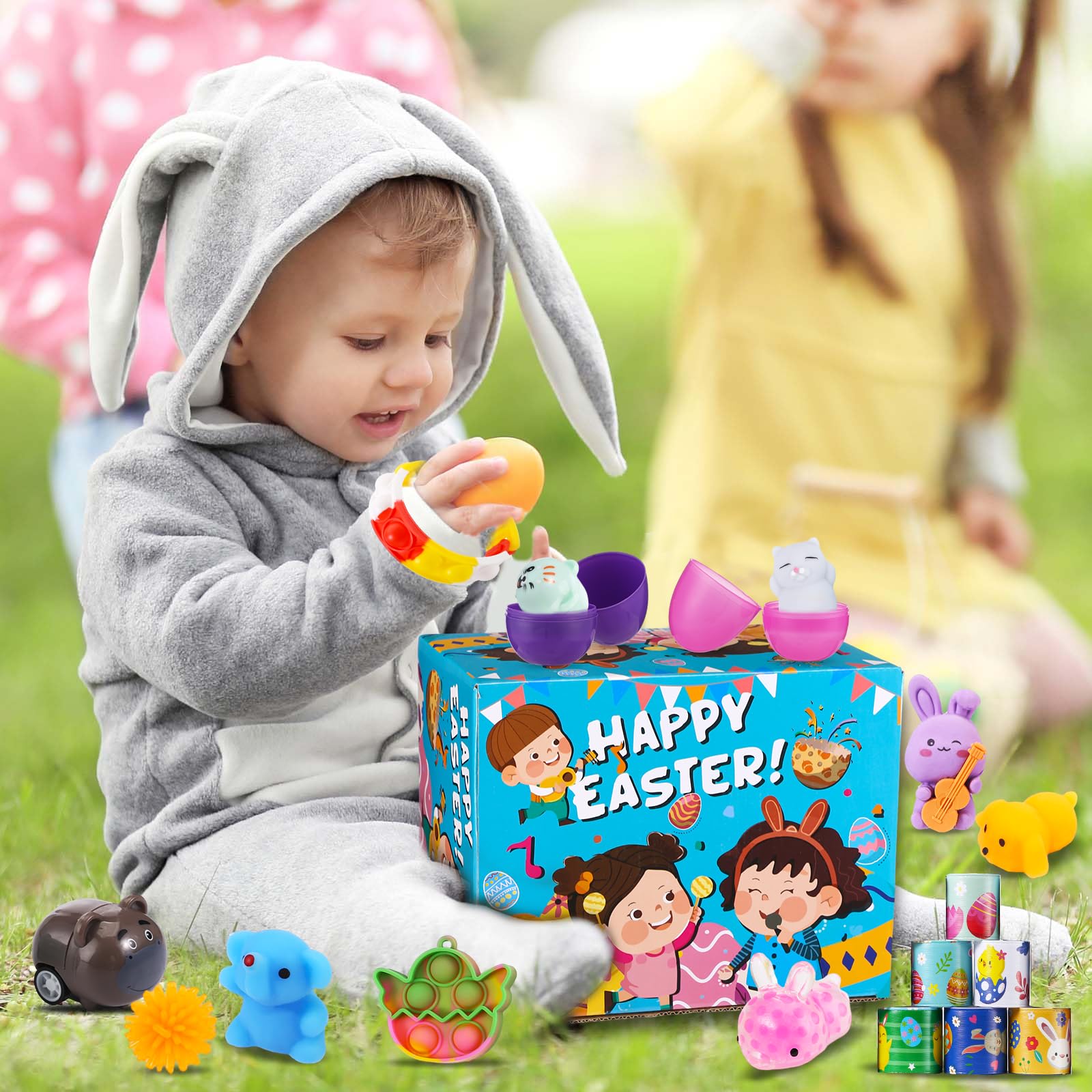 90 PCS Easter Egg Fillers with Surprise Toys Inside - Easter Egg Hunt Basket Stuffers, Party Favors, Fidget Toys Assortment for Kids - Perfect for Easter Celebrations, Birthday Parties & Classroom Rewards