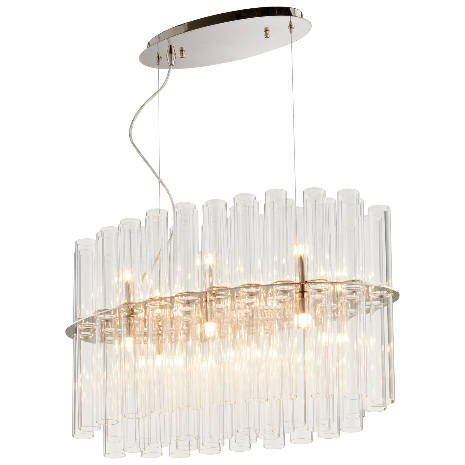 12-Light Pendant Chandelier in Polished Nickel Finish - Modern Dining Room Lighting for Kitchen Island or Entryway