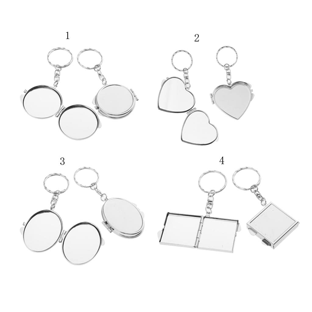 2pcs Portable Makeup Mirror - Silver Keychain for Travel & Gifts