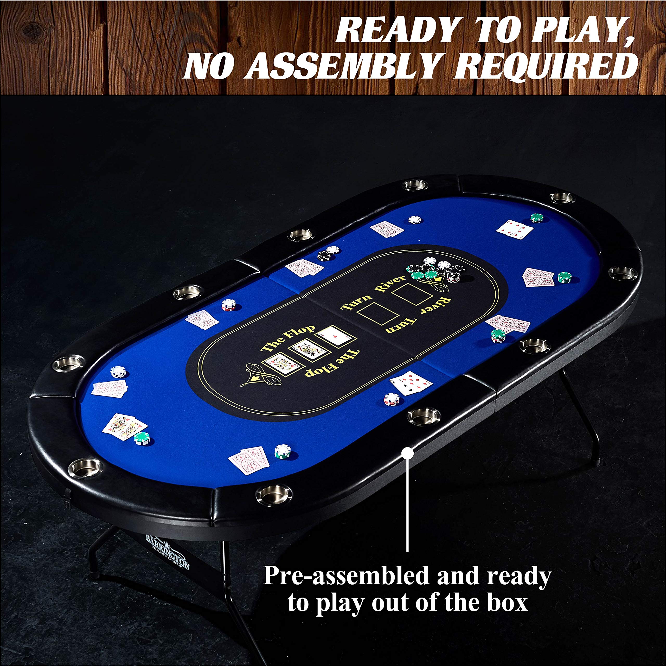 Barrington Folding Poker Table & Table Top Set - Durable Padded Rail with Felt Surface for Texas Hold'em, Blackjack & Casino Nights | Multi-Style Convertible Game & Dining Table for Home, Parties & Game Rooms