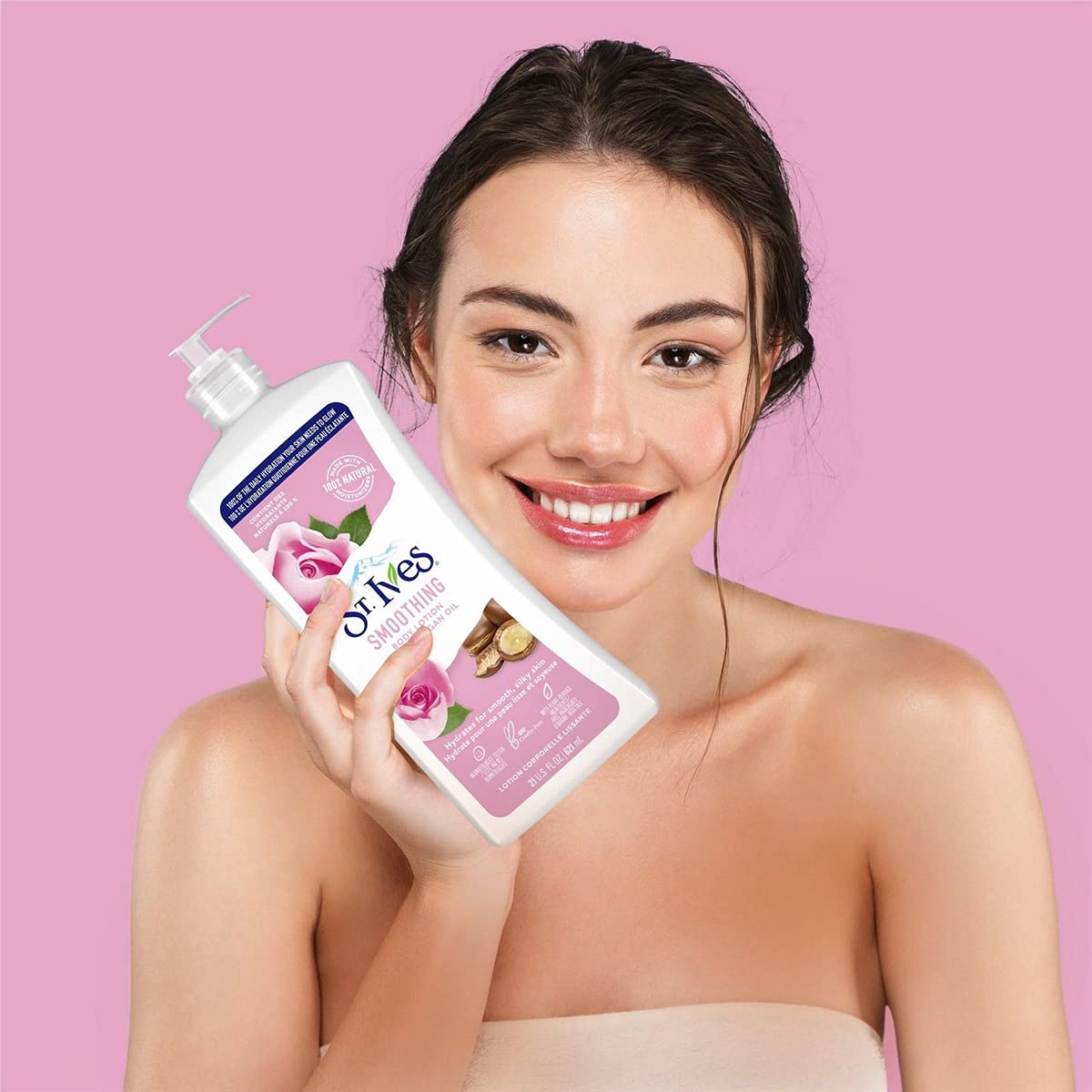 St. Ives Smoothing Rose & Argan Oil Body Lotion - Hydrating & Nourishing Dry Skin Care for Women & Men - Perfect for Daily Moisturizing After Shower or Before Bed