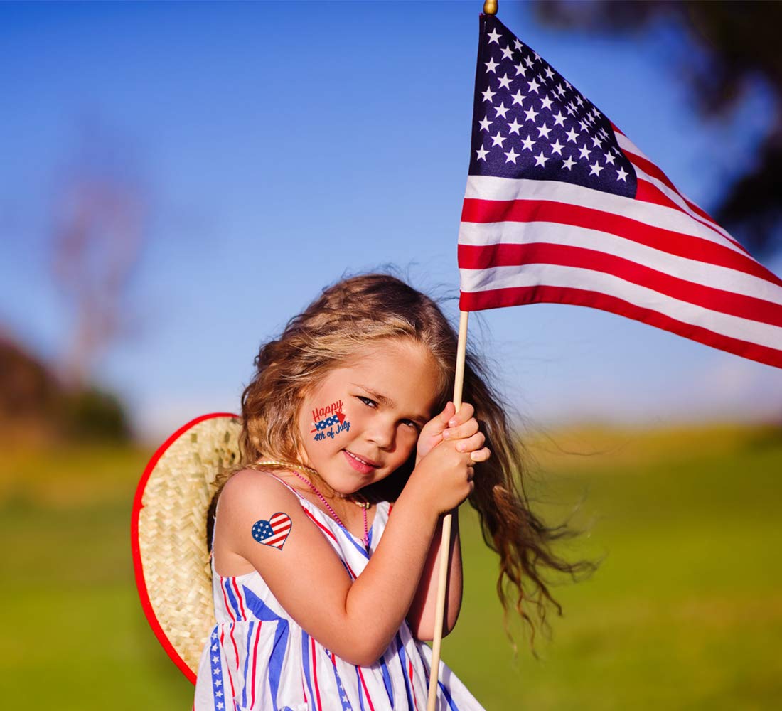192PCS Patriotic Temporary Tattoos for 4th of July - American Flag Themed Independence Day Party Supplies, Memorial Day Decorations - Perfect for Independence Day Celebrations, BBQs, Pool Parties and Patriotic Events