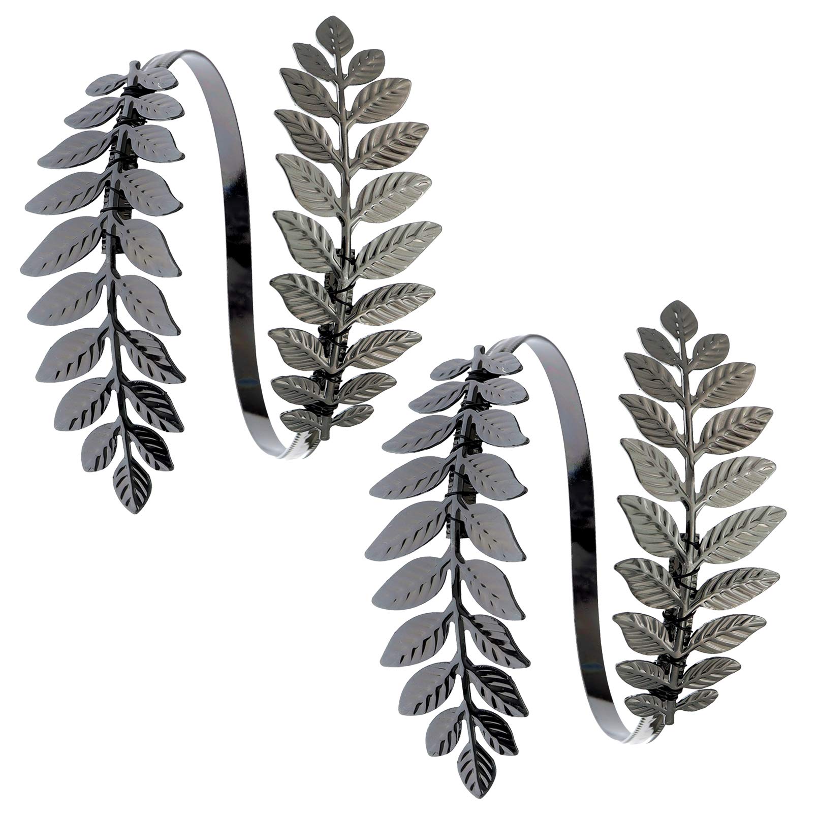 RechicGu 2-Pack Adjustable Leaf Cuff Bangle Bracelet - Roman Greek Style Armlet Jewelry Set for Women - Perfect for Wedding, Christmas, Costume Parties & Boho Fashion