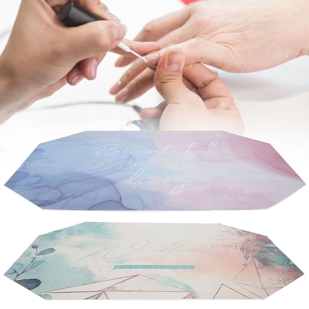 ANKROYU Fashion Nail Art Hand Pillow with Mat - Washable PU Leather Manicure Cushion & Table Mat for Nail Salon & Home Use (#01 Blue) | Perfect for Gel Polish, Acrylic Nails & DIY Nail Art