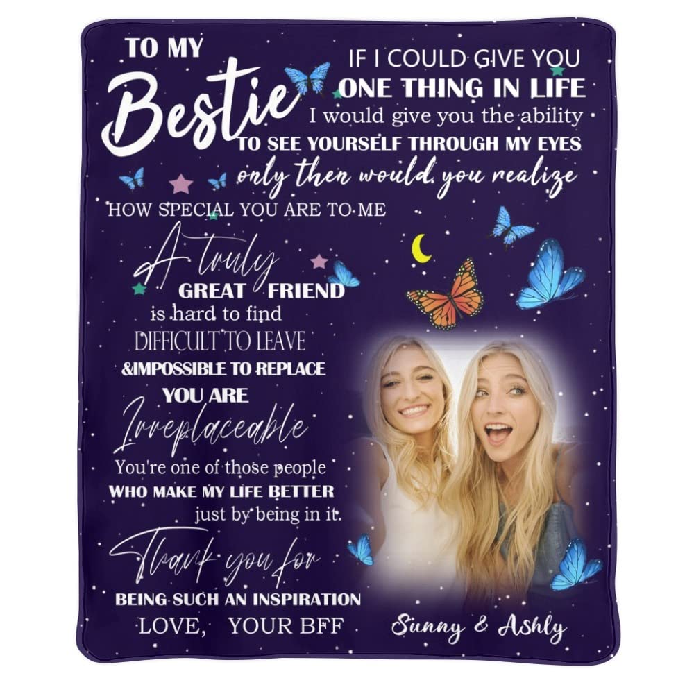 Personalized Best Friends Blankets for Women - Custom BFF Gifts for Bestie - Birthday & Friendship Blankets for Teen Girls & Women - Cozy Throw for Movie Nights, Sleepovers & Camping