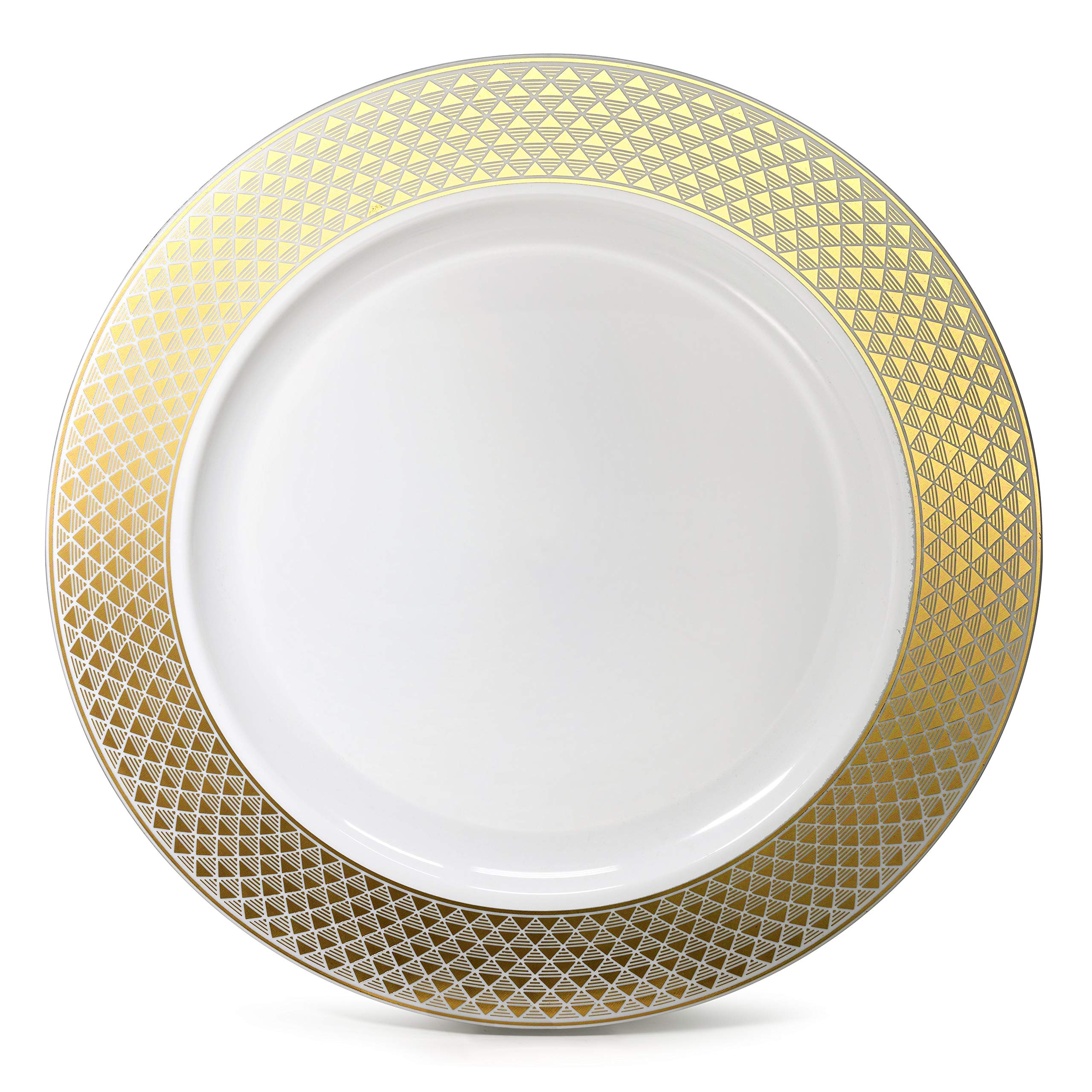 60-Pack Disposable Plastic Charger Plates - 12 Inch Elegant White & Gold Wedding Party Dinner Plates for Celebrations, Anniversaries & Special Events