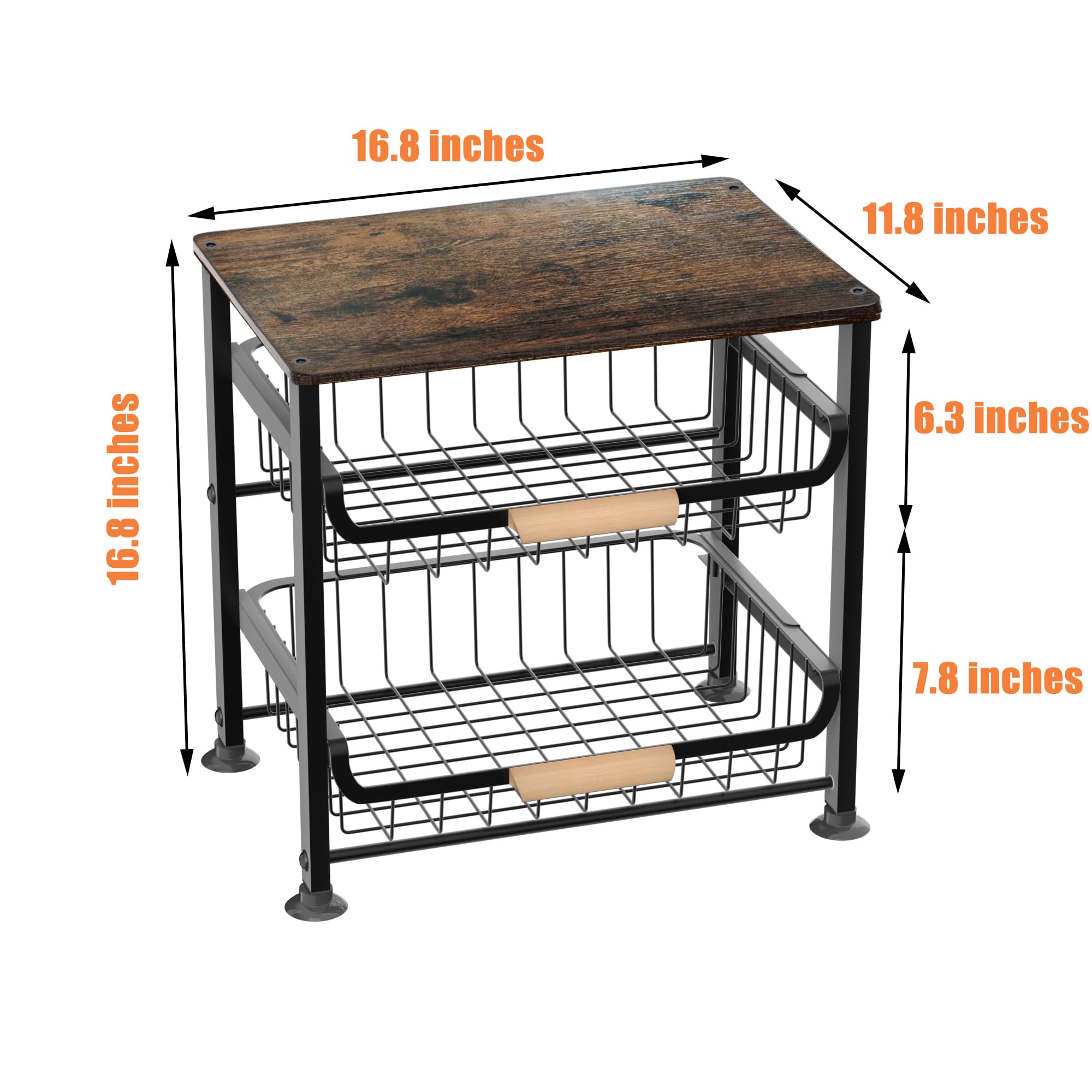 3-Layer Metal Kitchen Storage Basket with Handle - Countertop & Desktop Pull-Out Organizer for Fruits, Snacks, Vegetables | Perfect for Pantry, Office, Dorm Room Organization