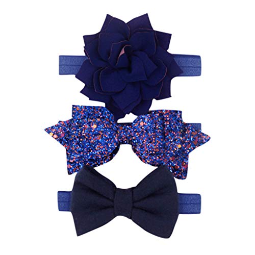 **Baby Girls Floral Hairband Set - 3Pcs Elastic Bowknot Headbands for Toddlers & Kids (One Size, Green) - Perfect for Parties, Photos & Daily Wear**