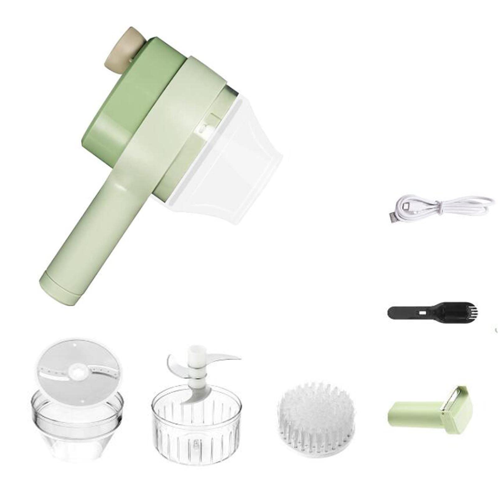 2022 QFXFL 4-in-1 Electric Garlic Chopper & Vegetable Cutter - USB Rechargeable Kitchen Gadget with Cleaning Brush & Fruit Scraper | Perfect for Meal Prep, Salad Making & Quick Cooking