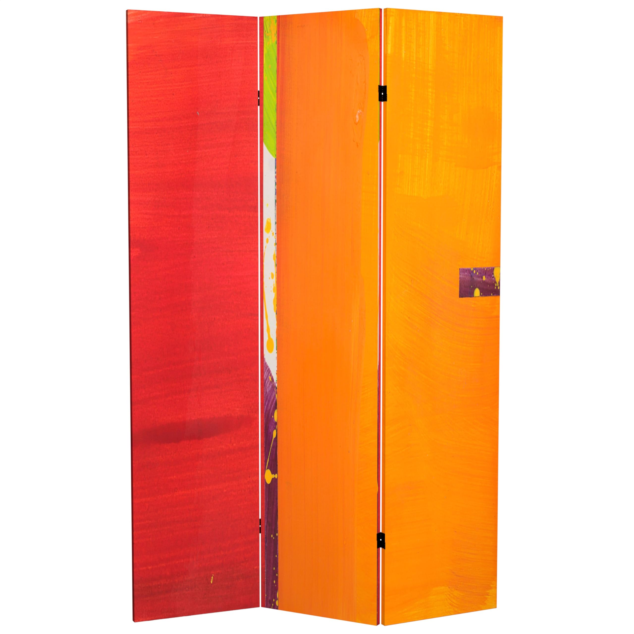 6 ft. Tall Red Lantern Double-Sided Ravello Canvas Room Divider - Green & Multi-Color for Living Room, Bedroom, or Office Partition