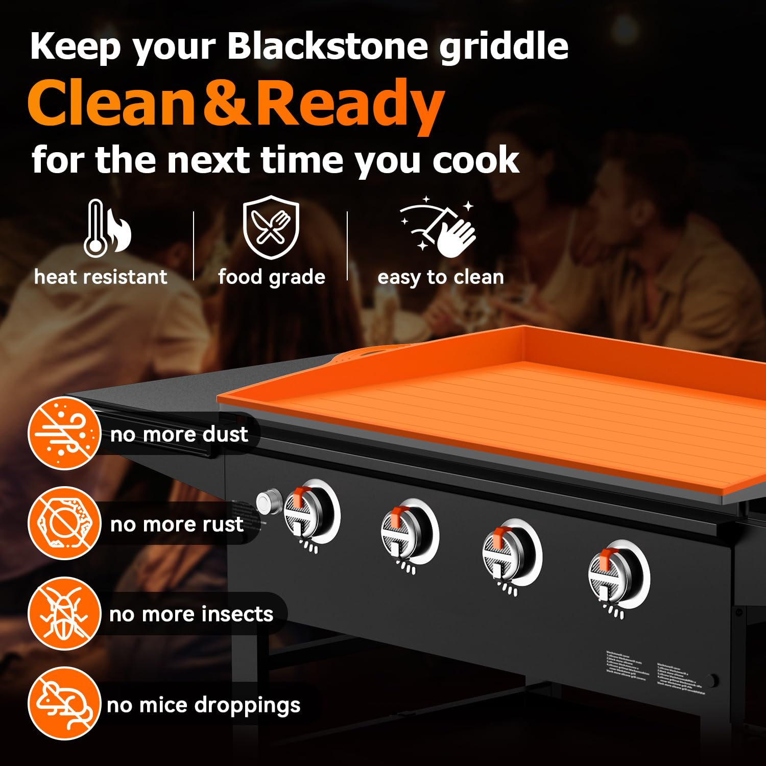 Upgraded Heavy Duty Food-Grade Silicone Griddle Mat Cover for Blackstone 36 Inch Grill - Full-Edge Protection Against Dirt & Rust - Perfect for Outdoor Cooking, Camping, Backyard BBQs and Tailgating Parties