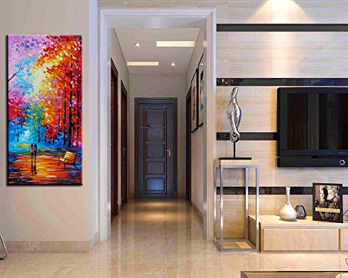 Tyed Art - Modern Abstract Landscape Oil Painting on Canvas, Textured Tree Art with Palette Knife Technique, Large Wall Art 24x48 Inch for Living Room, Bedroom & Office Decor