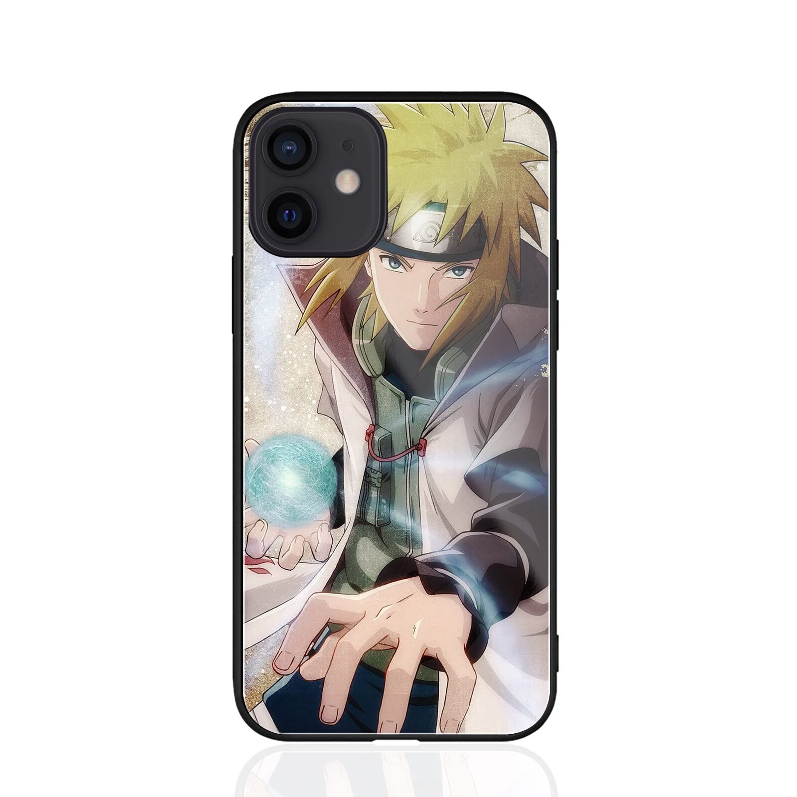 Anime Phone Case Compatible with iPhone 11 12 13 Pro Max - Naruto Namikaze Minato Manga Design Shockproof Cover with Tempered Glass for iPhone 7 8 Plus X Xs Max XR (Perfect for Anime Fans, Daily Use & Gift Giving)