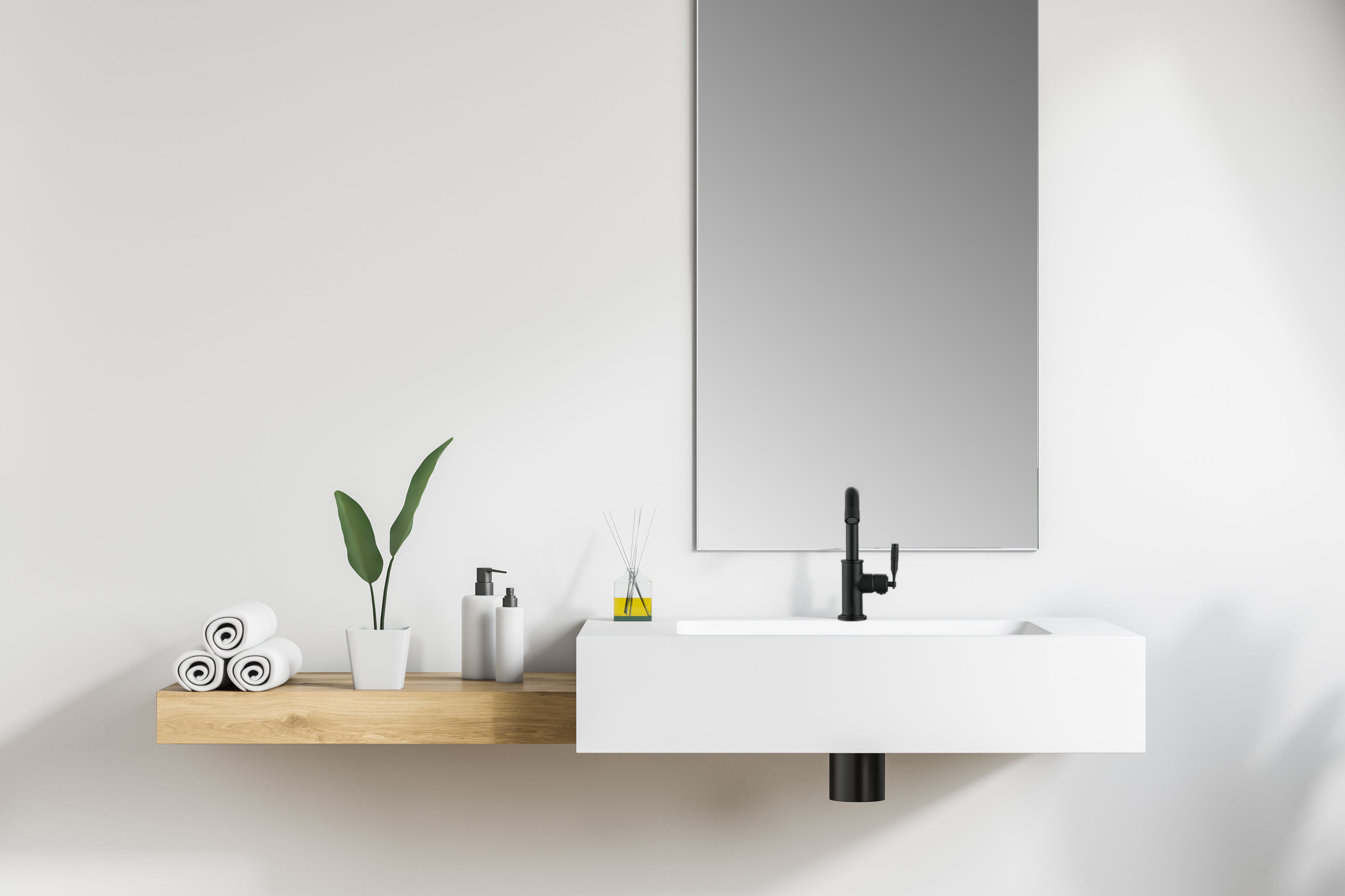 Industria Series Matte Black Single Lever Bathroom Faucet - Modern Waterfall Design for Vanity Sinks & Powder Rooms | Easy Installation & Durable Finish