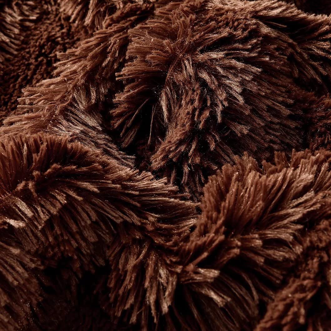 YUSOKI Brown Queen Size Faux Fur Blanket - 90
