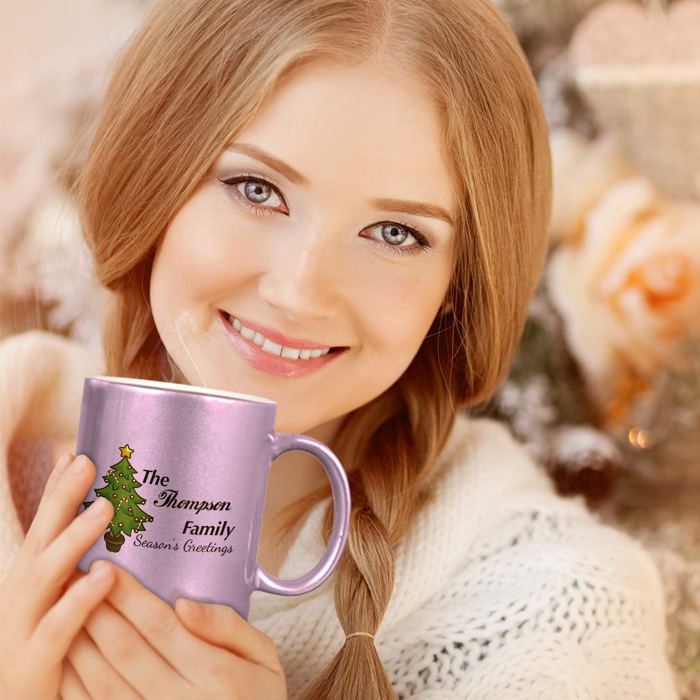 Personalized Custom Text Christmas Tree Ceramic Coffee Mug with Gold Metallic Finish - Perfect for Holiday Gifts, Office Decor & Cozy Winter Drinks