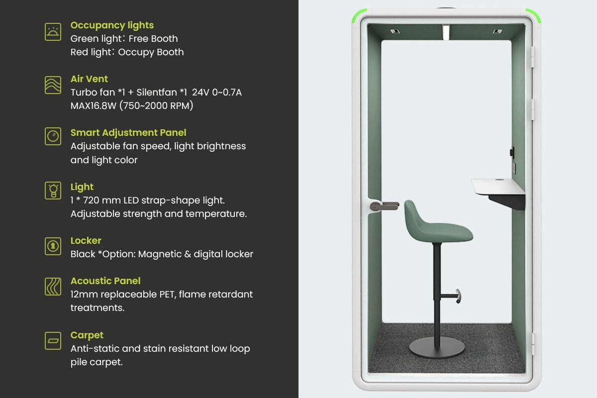 Soundproof Phone Booth with Echo Panel & Fabric - Portable Privacy Pod for Office, Home & Remote Work - Ideal for Calls, Meetings & Focus Sessions