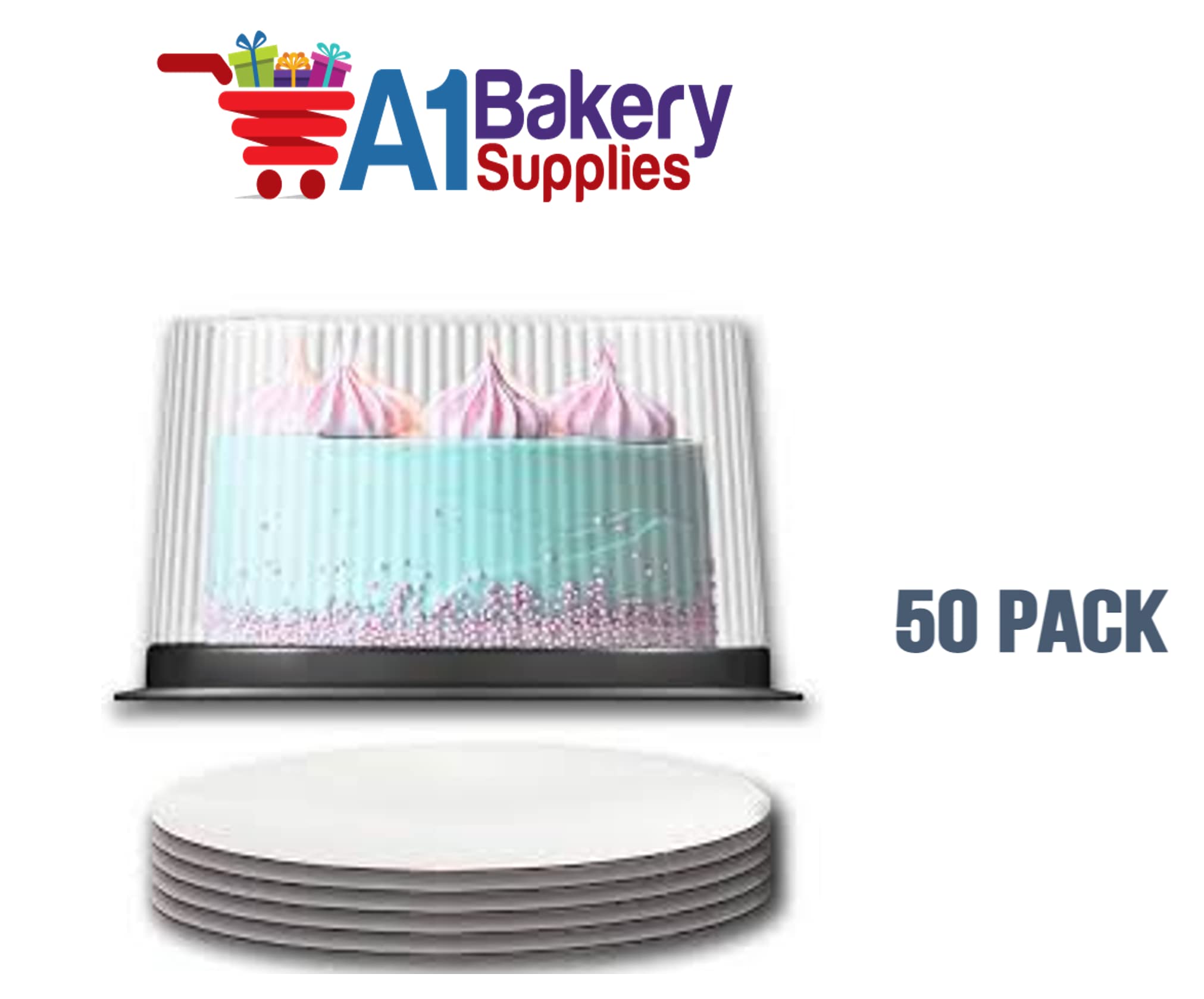 A1 Bakery Supplies 10-11 Inch Clear Cake Dome with Base - 50 Pack Double Layer Display & Storage Container for Wedding, Birthday, and Dessert Showcase