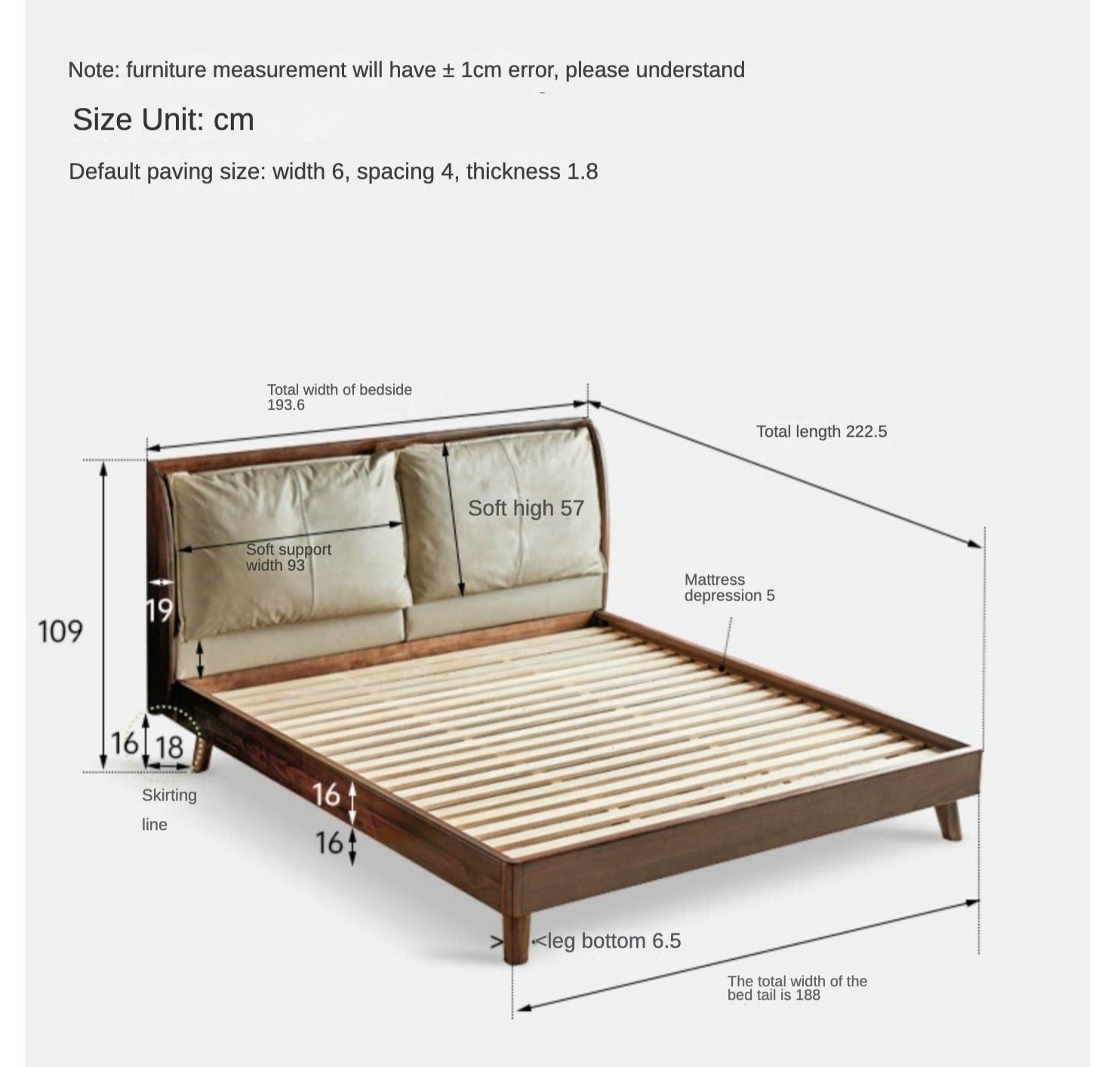 Premium Black Walnut Solid Wood Leather & Tech Fabric Bed Frame - Modern Platform Bed for Master Bedroom, Guest Room & Dormitory