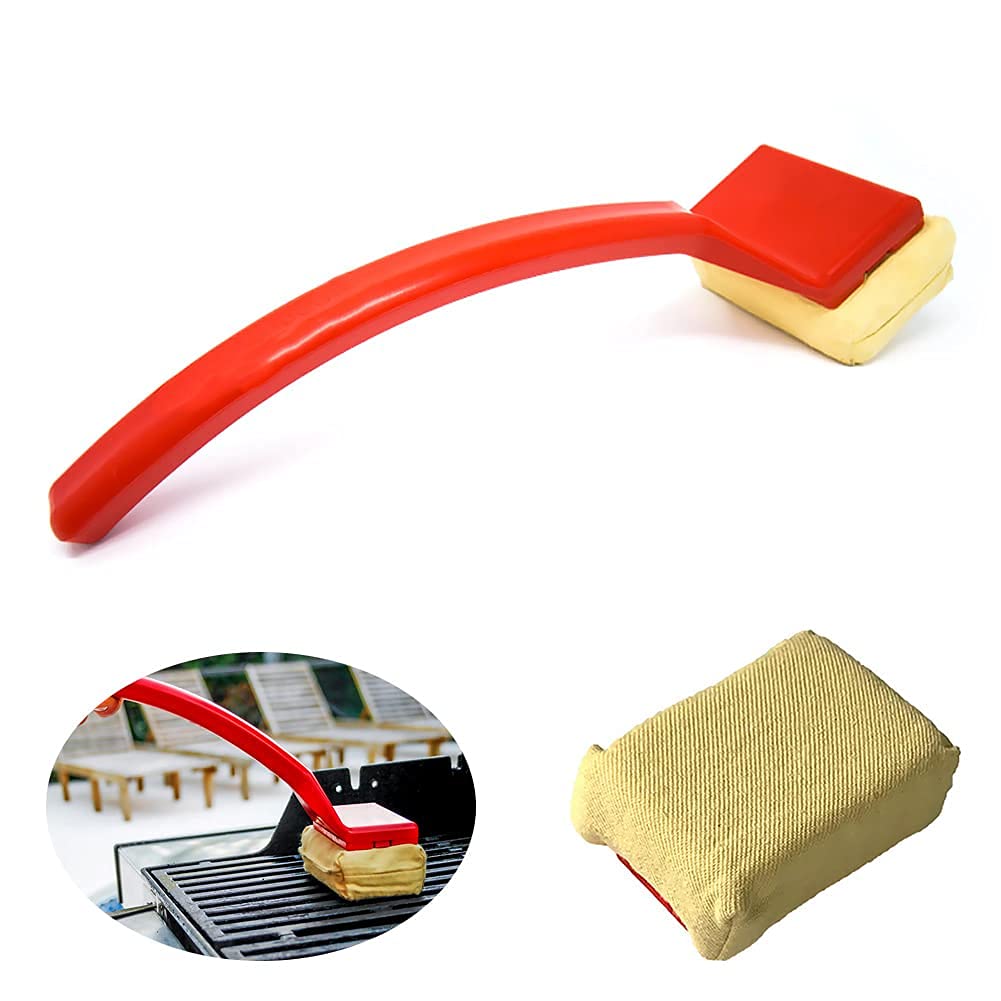 Heavy Duty Grill Brush for BBQ - Nylon Bristles Safe for Cast Iron & Stainless Steel Grates - Includes 1 Brush & 2 Replacement Heads - Perfect for Outdoor Cooking, Camping, and Backyard Barbecues