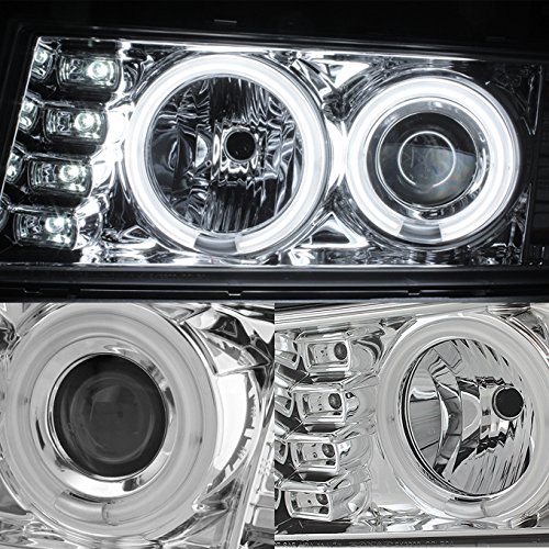 AKKON Chrome Clear Dual Halo Ring Projector Headlights for Chevy Colorado & GMC Canyon Pickup Trucks - Enhanced Night Visibility & Stylish Upgrade for Off-Roading & Daily Commute