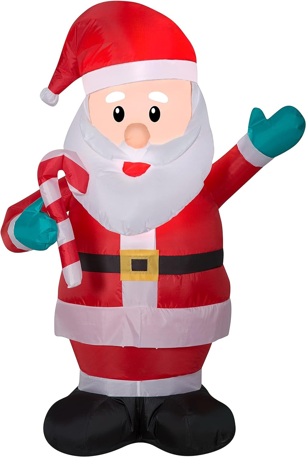 3.5' Airblown® Santa with Candy Cane Inflatable Christmas Decoration - Outdoor Holiday Yard Decor for Xmas Party & Festive Home Decorating