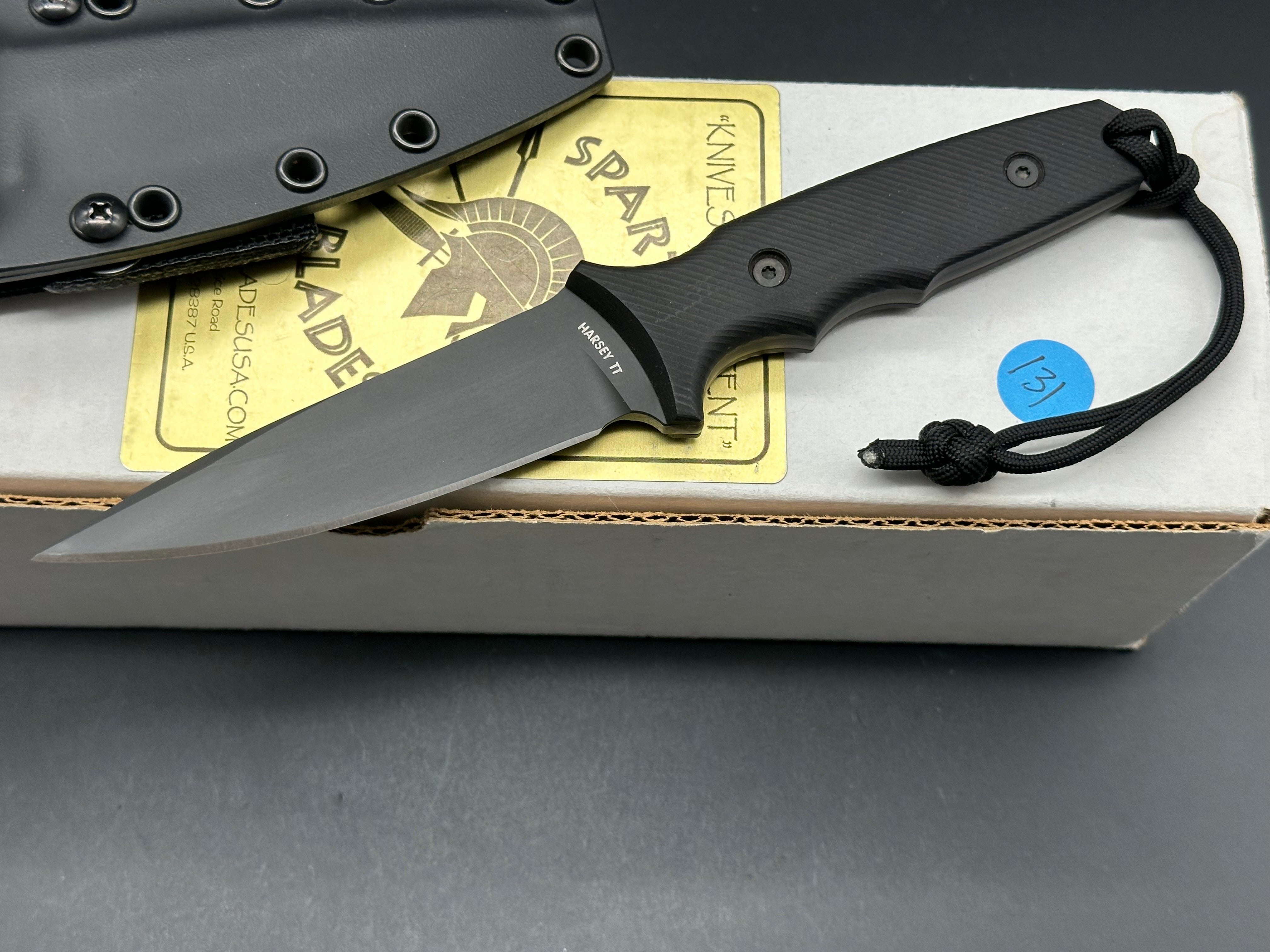 Spartan Harsey TT Tactical Trout Knife - Black S35VN Steel Blade with Black Linen Micarta Handle - Survival, Hunting, Camping & Outdoor Activities