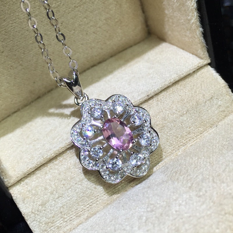 1ct Pink Tourmaline Jewelry Set - Elegant Pink Tourmaline Ring & Necklace for Women | FME S207 | Perfect for Valentine's Day Gifts, Anniversary Presents & Special Occasions