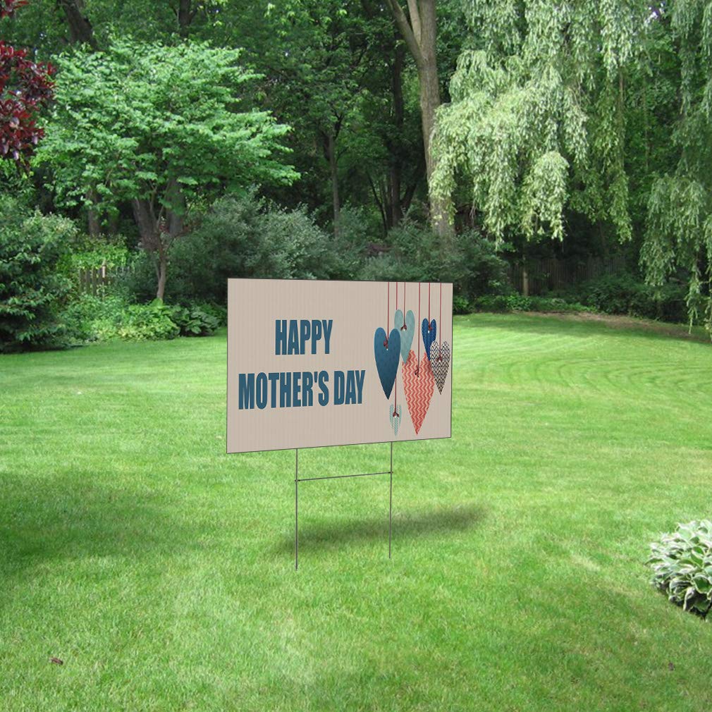 Happy Mother's Day Weatherproof Yard Sign - 24x18 Inch Double-Sided Blue Lawn Decoration for Outdoor Garden, Patio & Front Yard Display