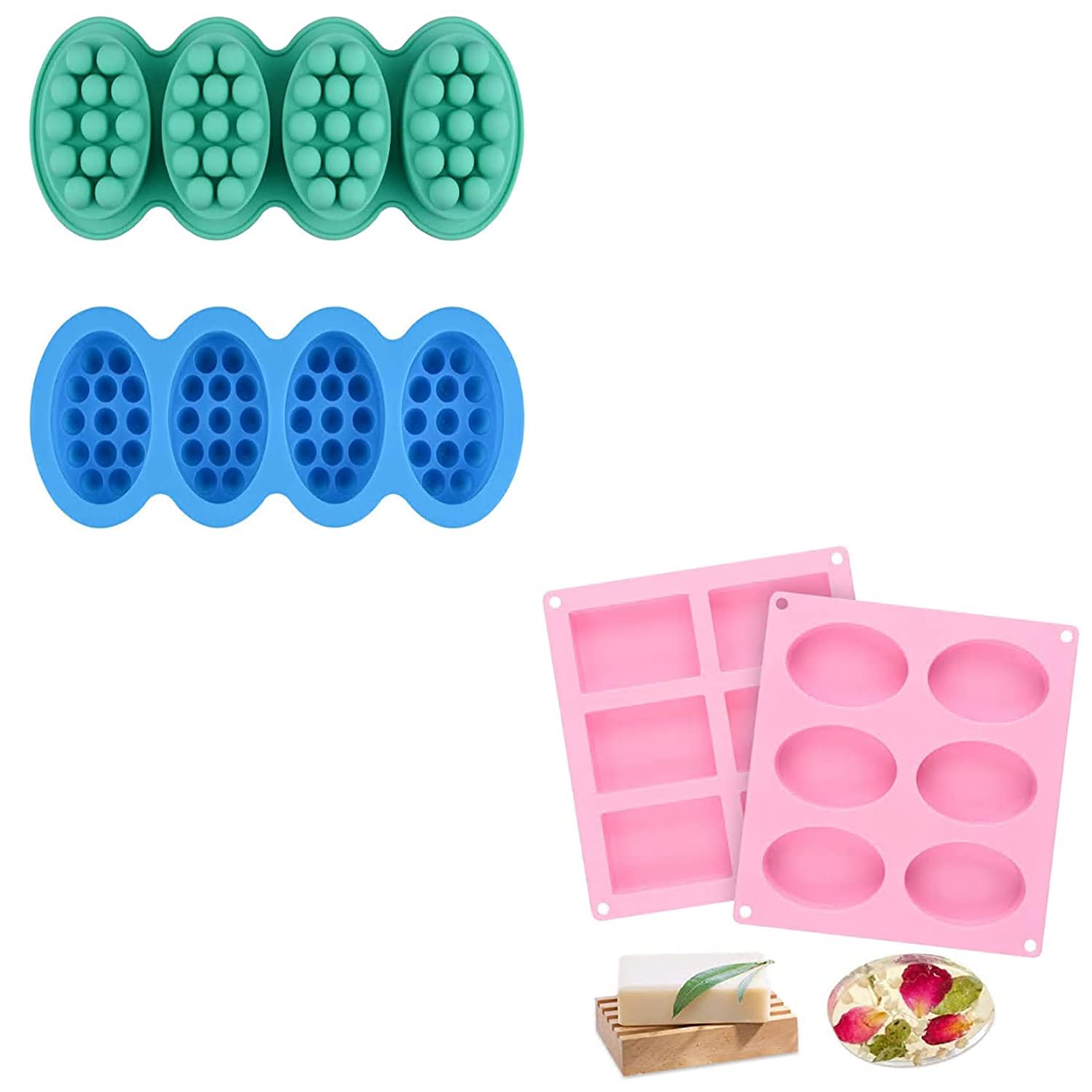 Premium Silicone Soap Molds for DIY Handmade Soap Making - 6 Pack Reusable Non-Stick Soap Molds for Bath, Gift, Wedding Favors & Home Decor