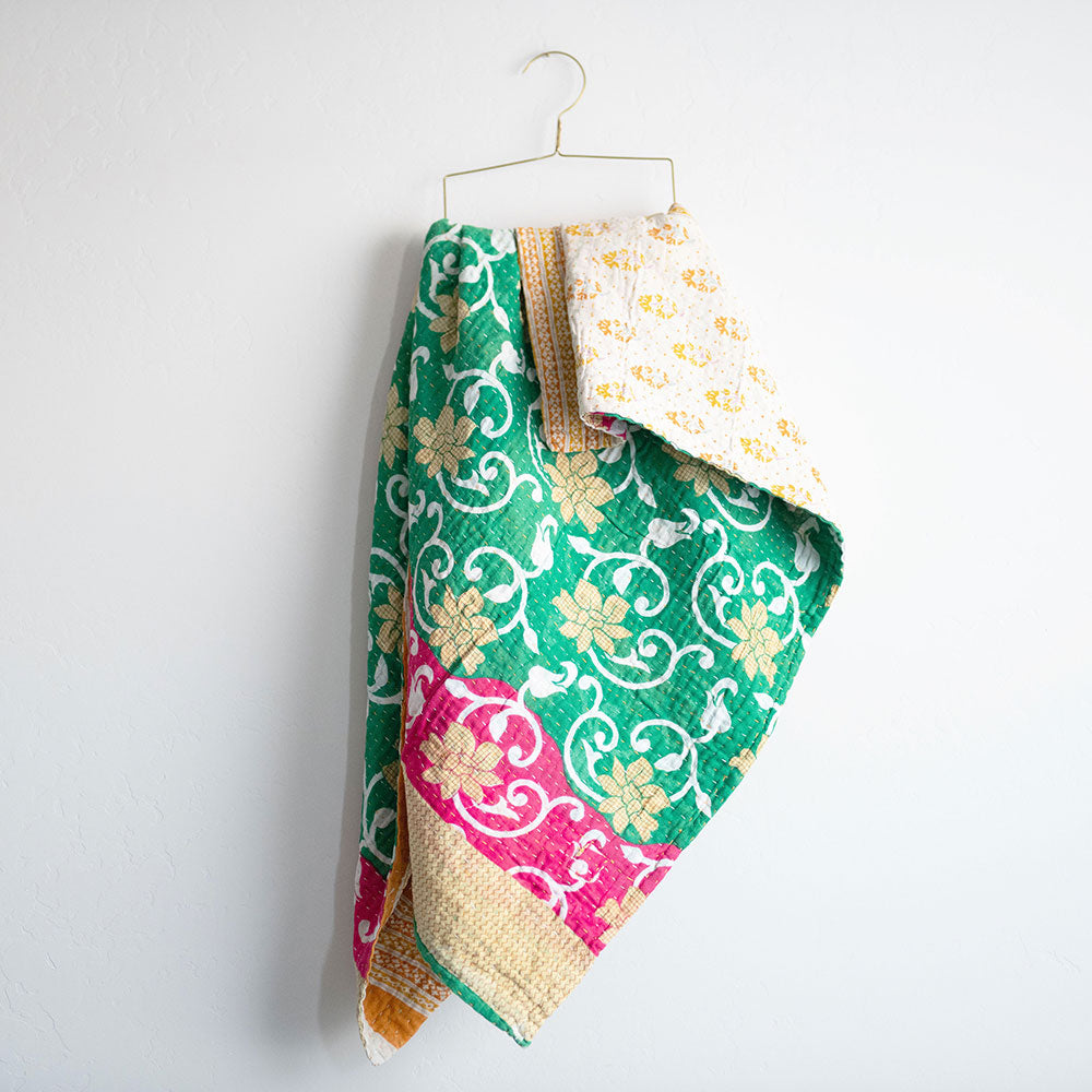 Soft & Cozy Kantha Baby Blanket CB9062 - Handmade Cotton Swaddle Blanket for Newborns & Infants - Perfect for Nursery, Stroller, and Gift Giving