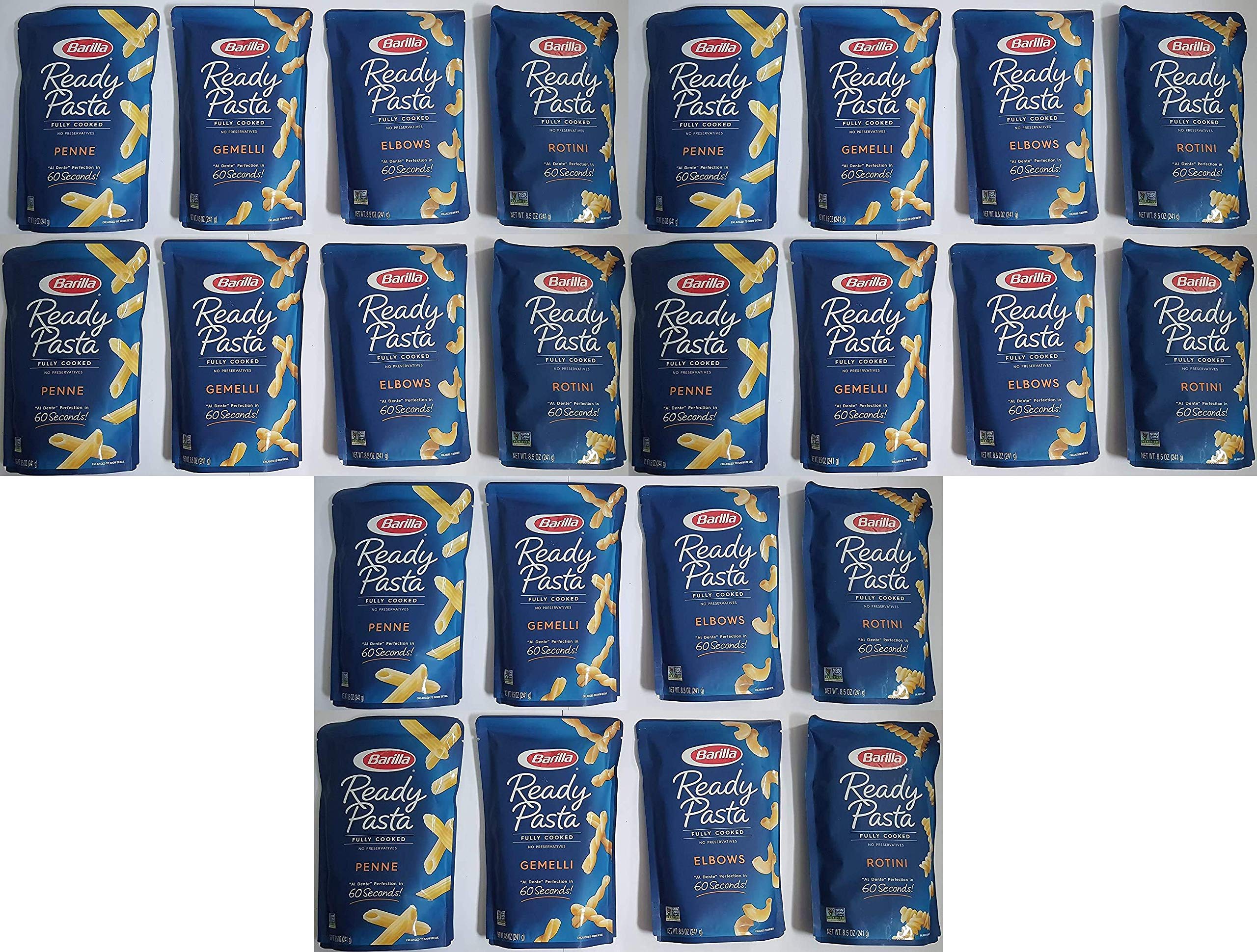 8-Pack Pasta Variety Set - 2 Pouches Each of Rotini, Penne, Elbows & Gemelli | Perfect for Meal Prep, Family Dinners & Italian Recipes | Shelf-Stable Pantry Essentials (Set of 3)