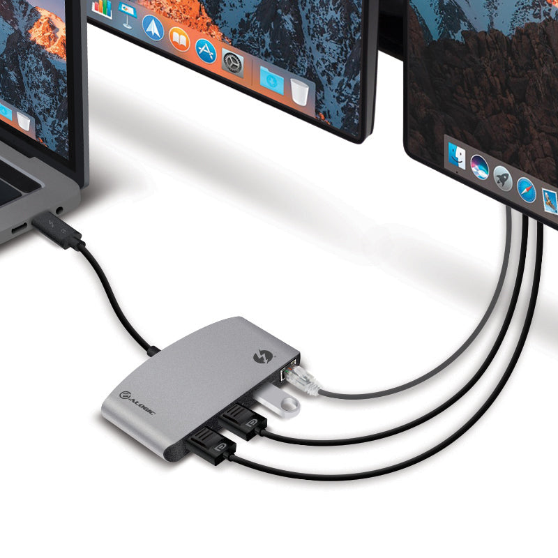 Thunderbolt 3 Dual DisplayPort Docking Station - 4K Ultra HD, Portable USB-C Hub for MacBook Pro/Air, Dell XPS, HP - Dual Monitor Setup for Home Office & Gaming