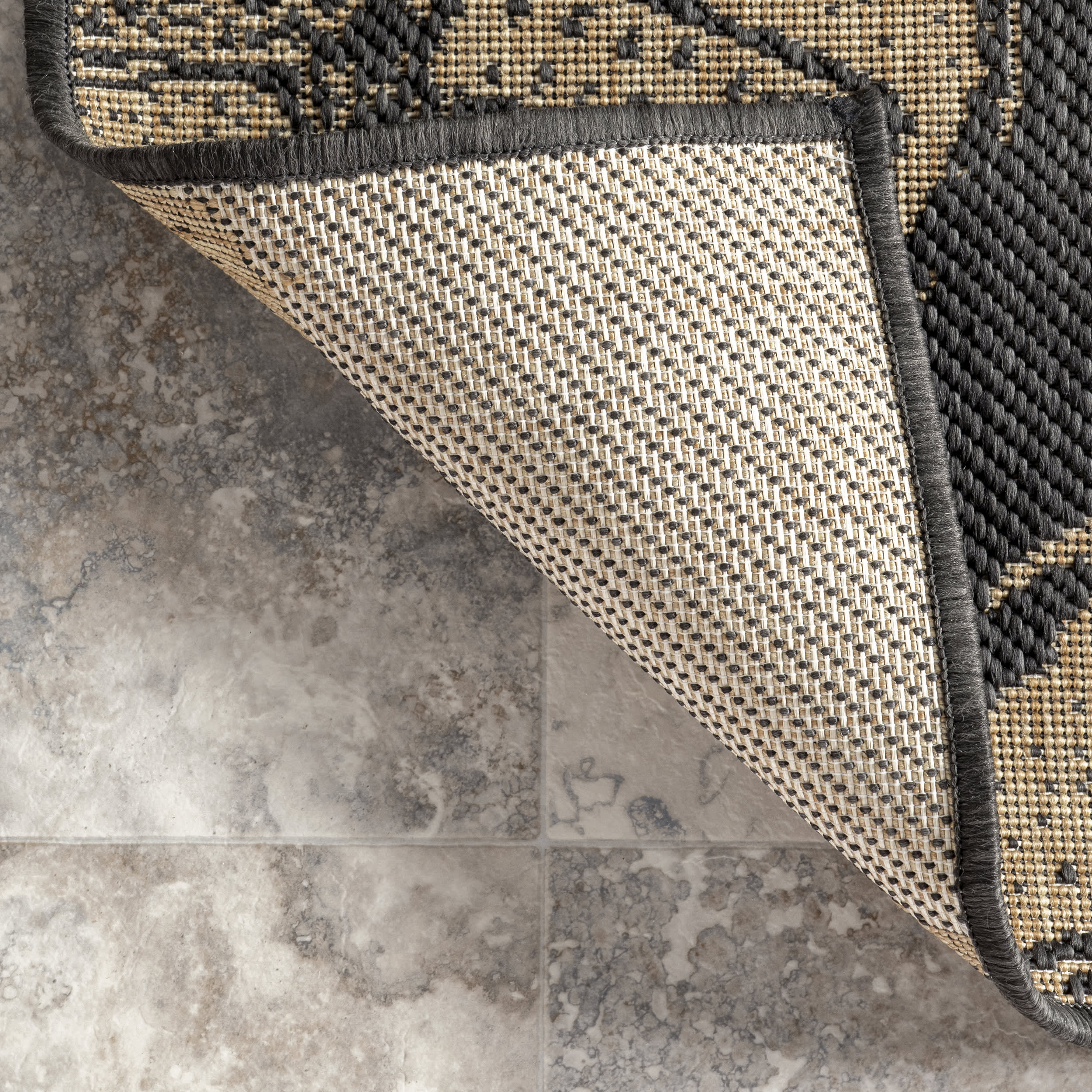 Premium Coralie Starfish Indoor/Outdoor Area Rug - Dark Grey Non-Slip Floor Mat for Living Room, Bedroom, Patio & Deck