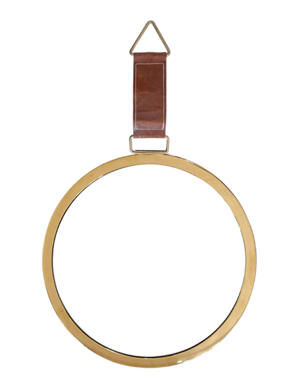 Round Wall Hanging Bathroom Mirror - Premium Stainless Steel Frame with Faux Leather Strap & Silver Backing | Modern Vanity Mirror for Bathroom, Bedroom & Entryway Decor