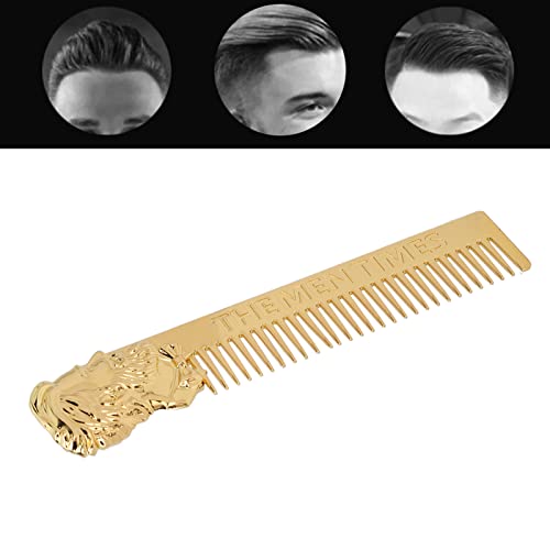 Premium Men's Beard Comb - Electroplated Gold Engraved Mustache & Facial Hair Grooming Comb with Smooth Teeth for Home & Travel Use - Perfect Gift for Men's Grooming Kit