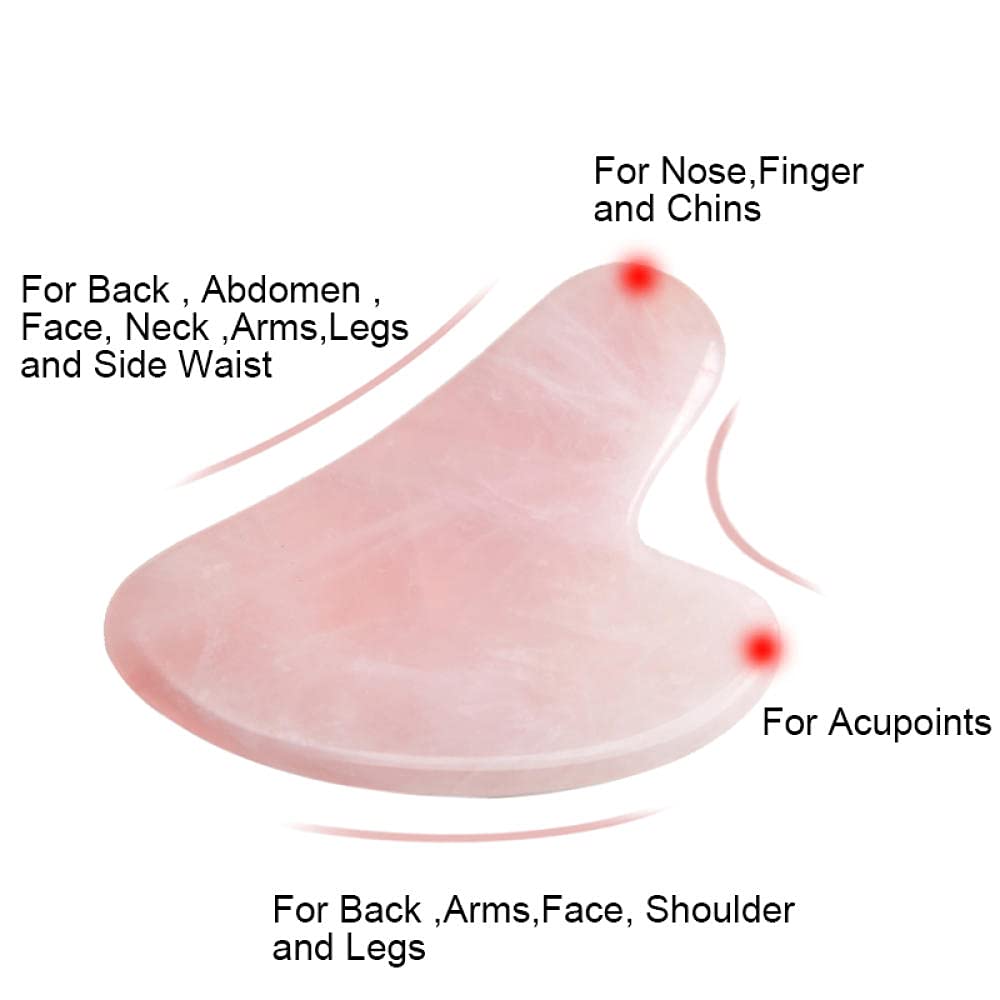 Rose Quartz & Amethyst Gua Sha Facial Massage Tool - Natural Stone Face Scraper for Anti-Wrinkle, Skin Tightening & Neck Care - Relaxing Beauty Routine for Glowing Skin at Home or Spa