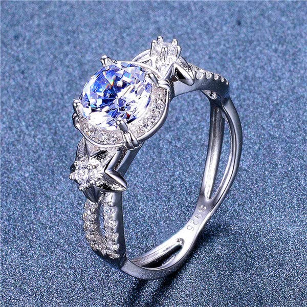 Luxury Blue Flower Ring for Women - 925 Sterling Silver Boho Vintage Wedding Band, Promise & Engagement Ring - Perfect for Weddings, Anniversaries, and Special Occasions