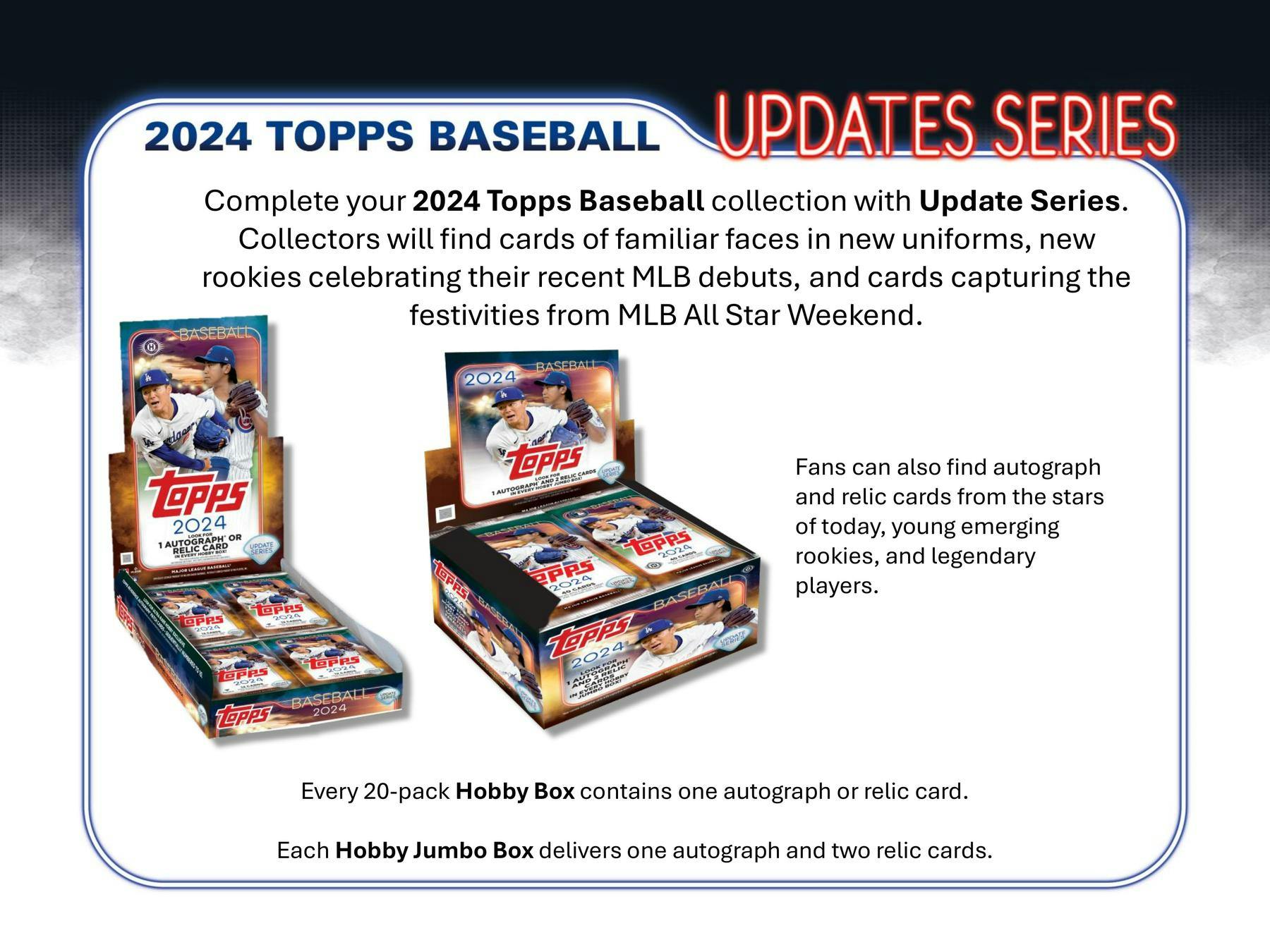 2024 Topps Update Series Baseball Hobby Jumbo Box - 24 Packs, 10 Cards Each | MLB Trading Cards Collection for Collectors & Fans | Perfect for Gifts, Investments & Fantasy Baseball