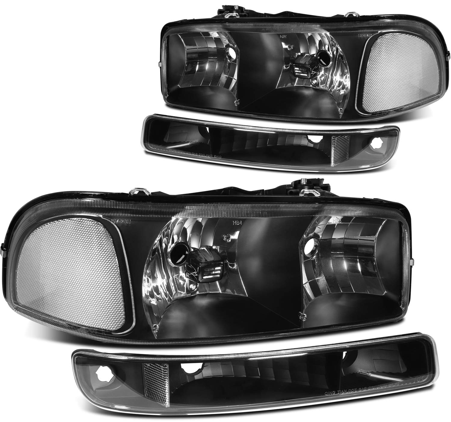 GMC Sierra Headlight Assembly 1999-2007 - Black Bumper Light for Yukon XL & HD Models