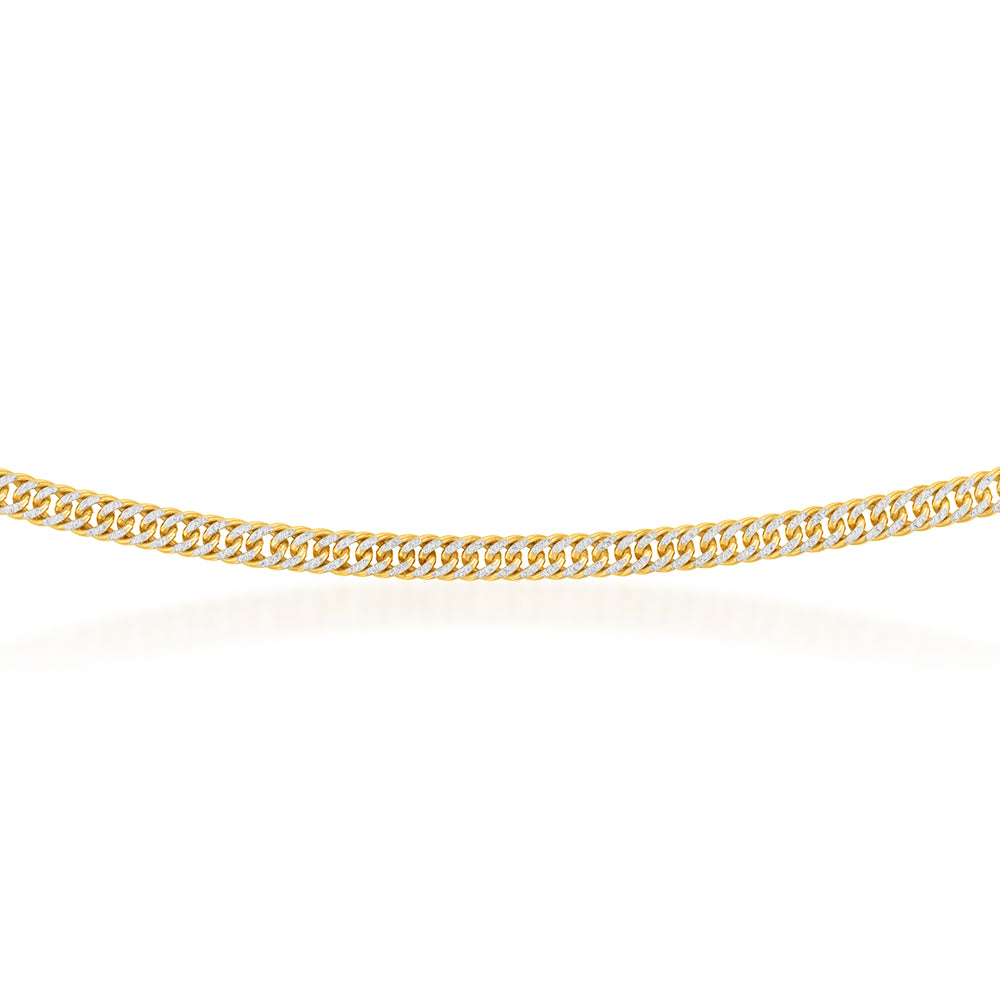 9ct Silver Filled Yellow & White Gold Double Curb Chain 45cm - Elegant Necklace for Women, Perfect for Layering, Gifts & Everyday Wear
