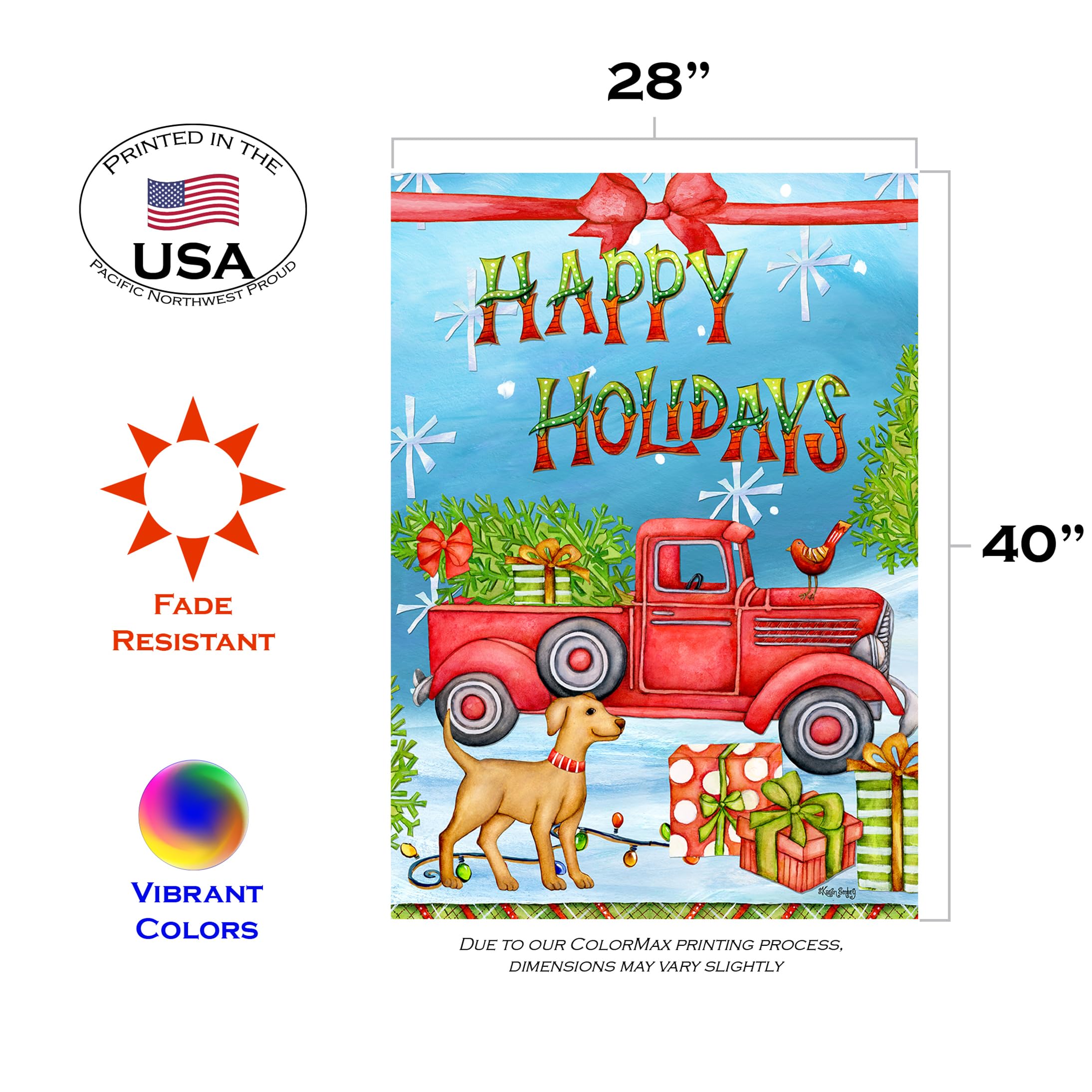 Toland Home Garden 1012416 Double Sided Christmas Flag 28x40 Inch - Outdoor Holiday Yard Decoration for House, Garden & Seasonal Celebrations - Perfect for Christmas Delivery, Front Porch Decor & Festive Home Display