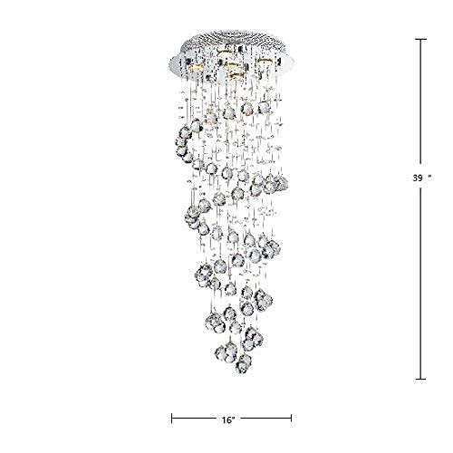 Saint Mossi 5-Lights Modern Raindrop Crystal Chandelier - K9 Crystal Height Light Fixture with Chrome Finish for Dining Room, Living Room, Foyer | Elegant Home Decor & Ceiling Lighting for Parties, Weddings, Dining Areas
