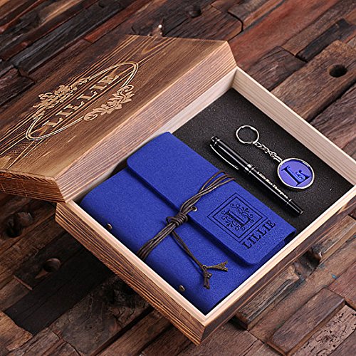 Teals Prairie & Co. Personalized 4-Piece Women's Gift Set with Keepsake Box, Journal, Keychain & Pen - 12 Colors - Perfect for Birthdays, Anniversaries & Special Occasions