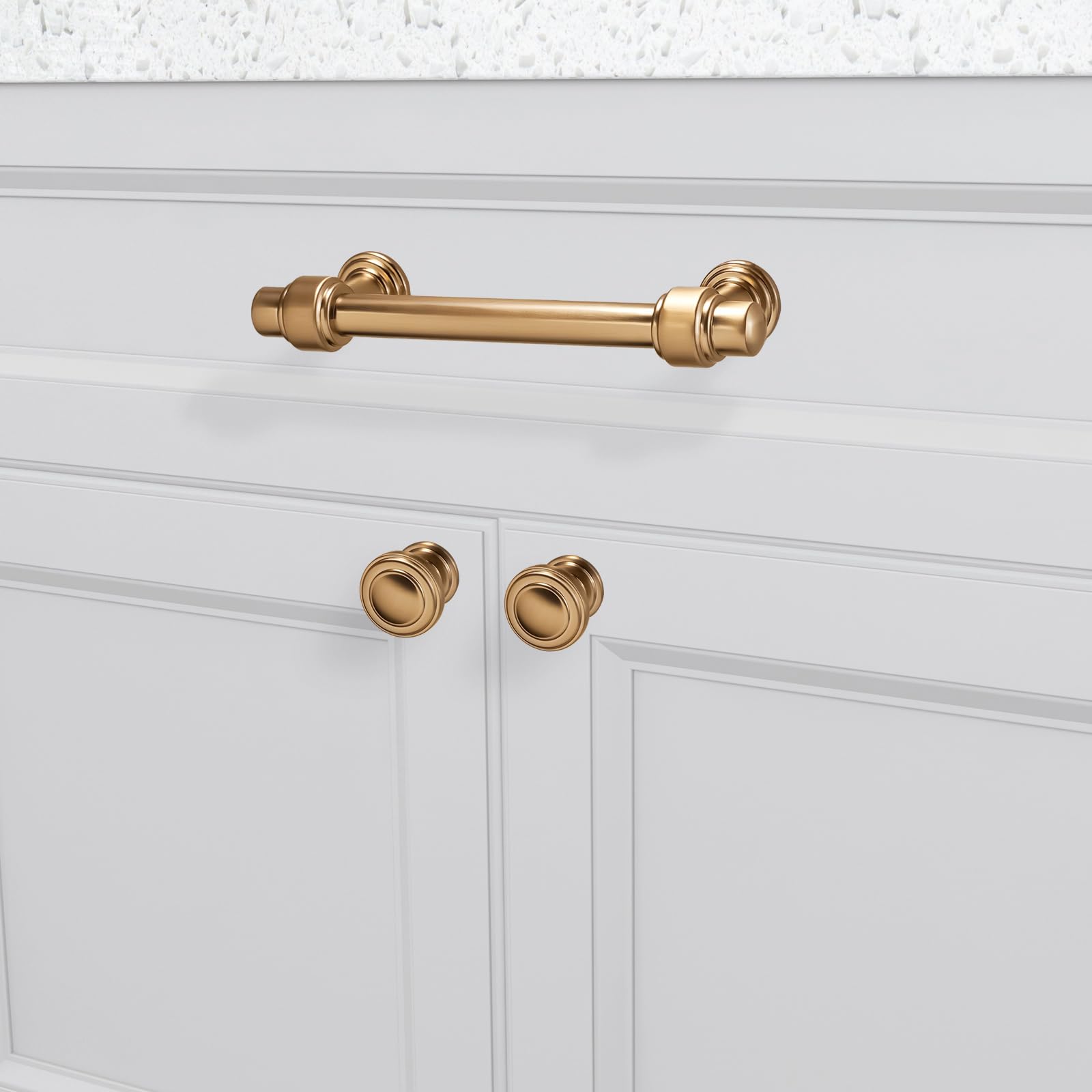 10 Pack 5 Inch (128mm) Champagne Copper Cabinet Handles - Gold Drawer Pulls for Kitchen Cabinets, Dressers & Furniture - Durable Cabinet Hardware for Modern Home Decor & DIY Projects
