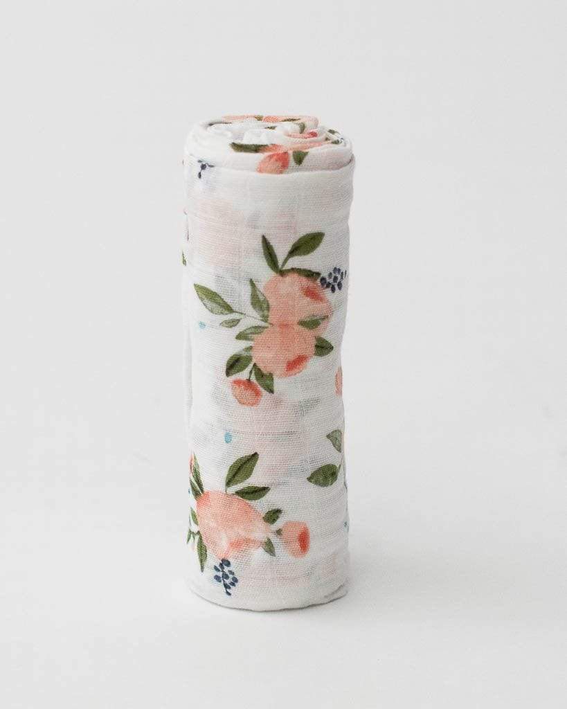 Little Unicorn Cotton Muslin Swaddle Blanket - Watercolor Rose Print - Soft Baby Wrap for Newborns & Infants - Perfect for Nursery, Photo Shoots & Gift Giving